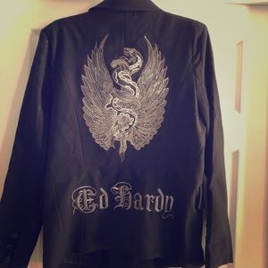 Ed Hardy ladies black jacket size Large